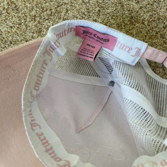 Juicy Couture Trucker Hat Light Pink W/ Rhinestone Mesh Womens Adjustable Flaws main image 7